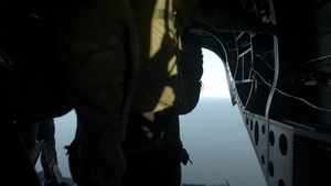 Southern Strike 18 - Chilean forces perform static line jumps off of a U.S. Army CH-47 Chinook