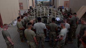 Deployed Soldiers Palletize Gear During Emergency Deployment Readiness Exercise