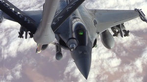 KC-135 Provides Aerial Refueling for French Rafales and E/A-18G Growlers