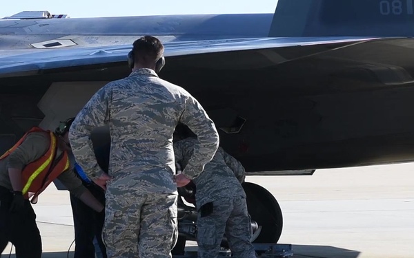 F-22 Raptors Refueling at Hot pits