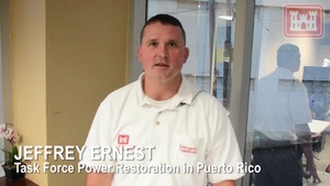 Chief of Contracting Jeffrey Ernest shares his experience working for Task Force Power Restoration in Puerto Rico