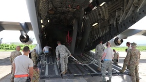 [B-roll] Part 2 of members of 101st Combat Aviation Brigade load Blackhawk helicopters aboard C-17 Charleston, S.C.
