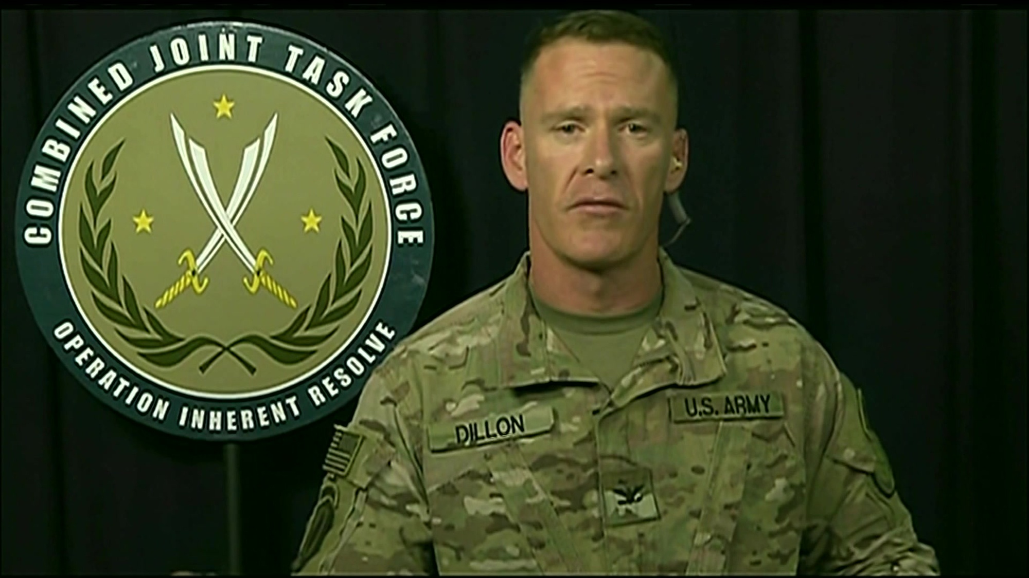 Army Col. Ryan Dillon, spokesman for Combined Joint Task Force Operation Inherent Resolve, briefs the Pentagon press corps on ongoing operations in Iraq and Syria against the Islamic State of Iraq and Syria