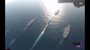 Navy Highlights Capabilities with Tri-Carrier Exercise