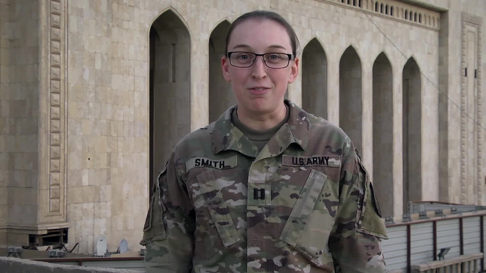 Army Captain Devan Smith, from Cincinnati, Ohio, Command Group Administration Officer, Combined Joint Task Force - Operation Inherent Resolve sends holiday greetings to Cincinnati, Ohio.