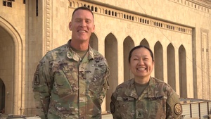 Army Colonel Ryan Dillon and Staff Sergeant Yer Yang holiday shout out