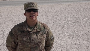 Pfc. S. Perez Gives a Thanksgiving "Shout Out"