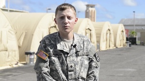 Spc Courtney Tosenberger gives a shout out to the Indians