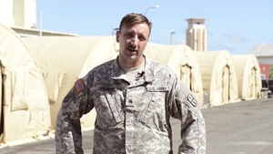 Sgt. Ben Soehnlen gives a shoutout to the blue jackets