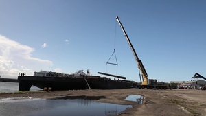Puerto Rico Power Poles unloaded from Barge