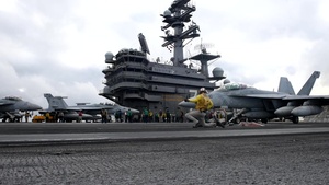 Aircraft Attached to USS Ronald Reagan (CVN 76) Conduct the Carrier Air Wing Five Fly-Off