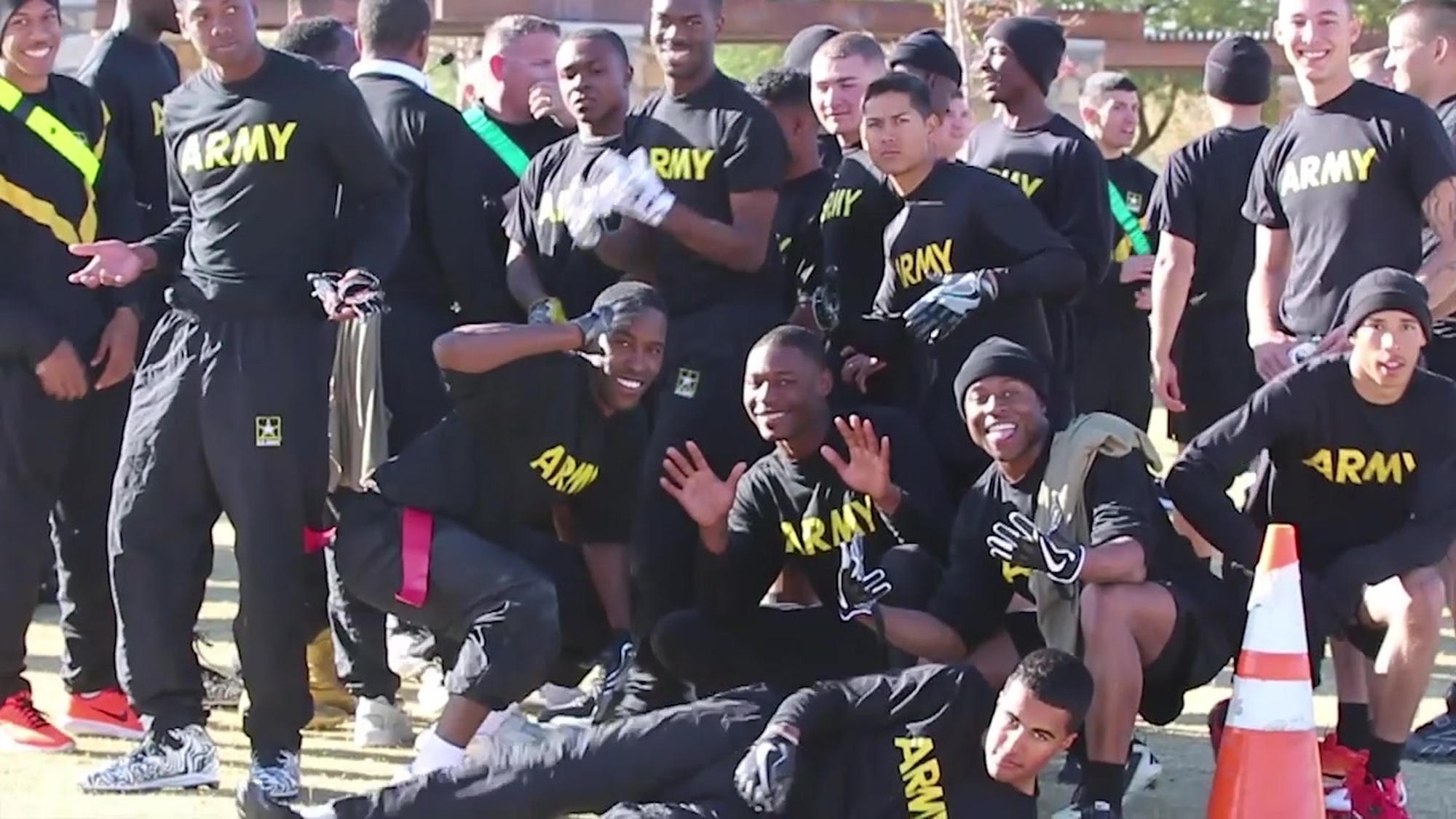 Bulldog Soldiers and their Families kicked off the Thanksgiving weekend with the Annual Turkey Bowl at Bulldog Field Nov. 22. Afterward, they shared an early Thanksgiving meal at the Iron Soldier Cafe, Fort Bliss, Texas, 1AD. (U.S. Army video by Staff Sgt. Felicia Jagdatt)