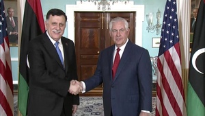 Secretary of State Tillerson camera spray with His Excellency Faiez Mustafa Serraj