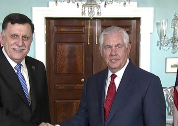 Secretary of State Tillerson camera spray with His Excellency Faiez Mustafa Serraj