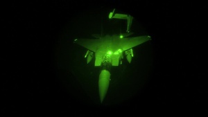 KC-10 Refuels F-15 Strike Eagles at Night