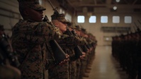 Marine recruits demonstrate discipline through drill on Parris Island