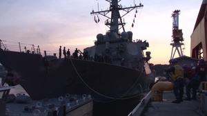 USS Fitzgerald Pulls In After Collision