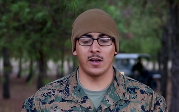 LCpl. Giovanny Garcia sends a holiday greeting to his family in Tennessee