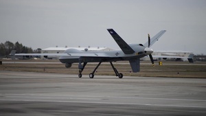 MQ-9 taxies at Ellington Field
