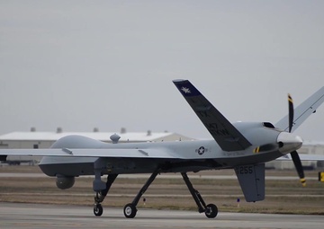 MQ-9 taxies at Ellington Field