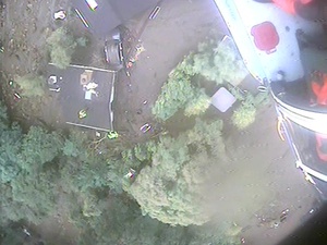 USCG MH-65 Dolphin Helicopter crew hoist mudslide victims in Santa Barbara County