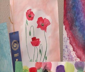 Iwakuni youth show off masterpieces during art exhibit (B-Roll)