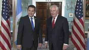 Secretary of State camera spray with Guatemalan President