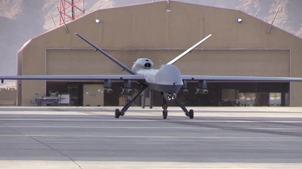 DVIDS - Video - MQ-9 Reaper takes off with GBU-38s.