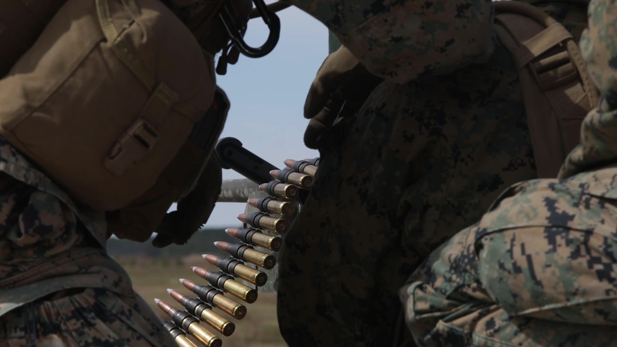 U.S. Marines with II Marine Expeditionary Force Information Group fire M2 machine guns during a range as part of the II MIG Field Exercise at Camp Lejeune, N.C., March 5, 2018. The Marines executed the heavy machine gun course of fire to increase proficiency with the weapon system and prepare for future readiness. (U.S. Marine Corps video by Cpl. Aaron Henson)
