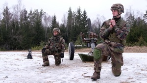 French 68th African Artillery Regiment fire 120mm mortars in support of Exercise Dynamic Front 18