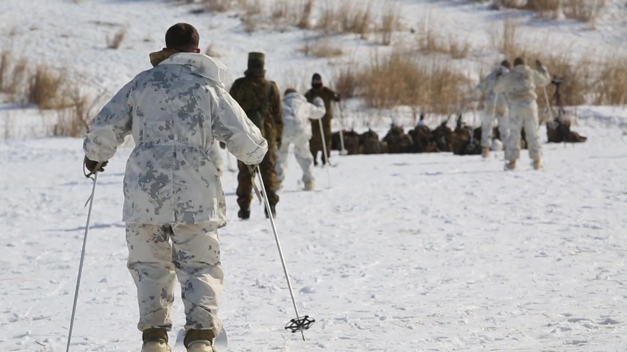Marines with Charlie Company, Battalion Landing Team, 1st Battalion, 1st Marines, 31st Marine Expeditionary Unit, participate in exercise &quot;White Viper&quot;, which consists of multiple cold-weather combat contingencies in Camp Fuji, Japan and Sendai, Japan, Jan. 22-Feb. 23, 2018. The Marines in Charlie Company learned cold weather survival as well as several new combat related training missions and operations. As the Marine Corps&#39; only continuously forward-deployed Marine Expeditionary Unit, the 31st MEU provides a flexible force ready to perform a wide range of military operations. (U.S. Marine Corps Motion Imagery by Lance Cpl. Kristiana Gehly)