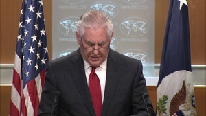 Secretary Tillerson Make A Statement in the Press Briefing Room in the Press Briefing Room