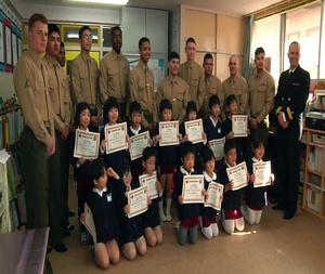 Combat Logistics Company 36 visits Kinnan Hoikuen (B-roll)