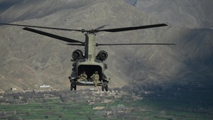 U.S. Army CH-47F Chinooks Transport 83rd ERQS Pararescuemen in the Mountains of Afghanistan