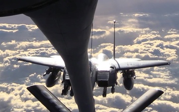 KC-135 Provides Aerial Refueling for F-15E Strike Eagles