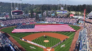 Los Angeles Dodger's Receive Flyover from Vance Air Force Base