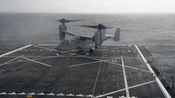 Osprey lands on flight deck of USS Portland