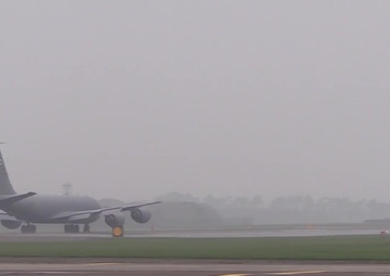 KC-135 Stratotankers and F-15C Fighting Falcons Taking Off