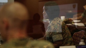 Marines gather for the first annual Western Pacific Food Service Advisory Summit aboard Camp Foster
