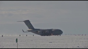 Fully-loaded C-17 uses compacted deep-snow airfield built by Corps of Engineers R&D
