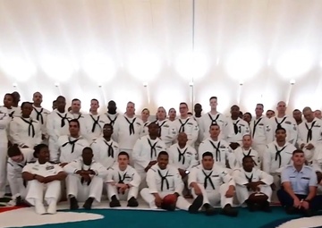 Sailors, Marines and Coast Guardsmen Visit Miami Dolphins Training Facility