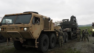 US Army Engineers Load Excavator in Romania (B-Roll)