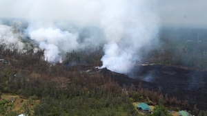 Aerial footage of Kilauea lava flow