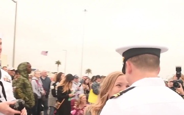 The Arleigh Burke-class guided-missile destroyer USS Sterett (DDG 104) returns to Naval Base San Diego