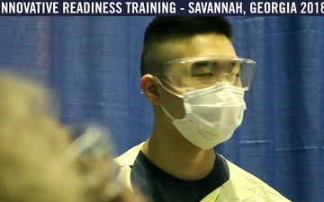 Hospital Navy Corpsman Alexander Tran leads the way as the Site Training NCOIC at Savannah State Innovative Readiness Training
