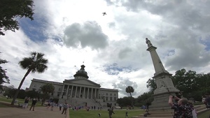 USAF C-17s and SCANG F-16s fly over the S.C. State House
