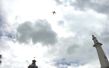 USAF C-17s and SCANG F-16s fly over the S.C. State House