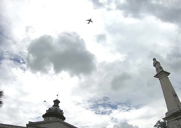 USAF C-17s and SCANG F-16s fly over the S.C. State House