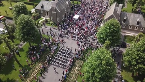 Aerial shots of 100th Anniversary of Battle of Belleau Wood Ceremony at the Aisne-Marine American Cemetery and Memorial Day Ceremony at Oise-Aisne American Cemetery