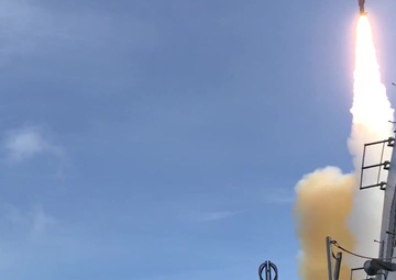 USS The Sullivans Launches Standard Missile 2